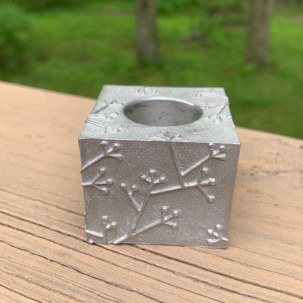 Vilmain pewter candle holder branches pattern